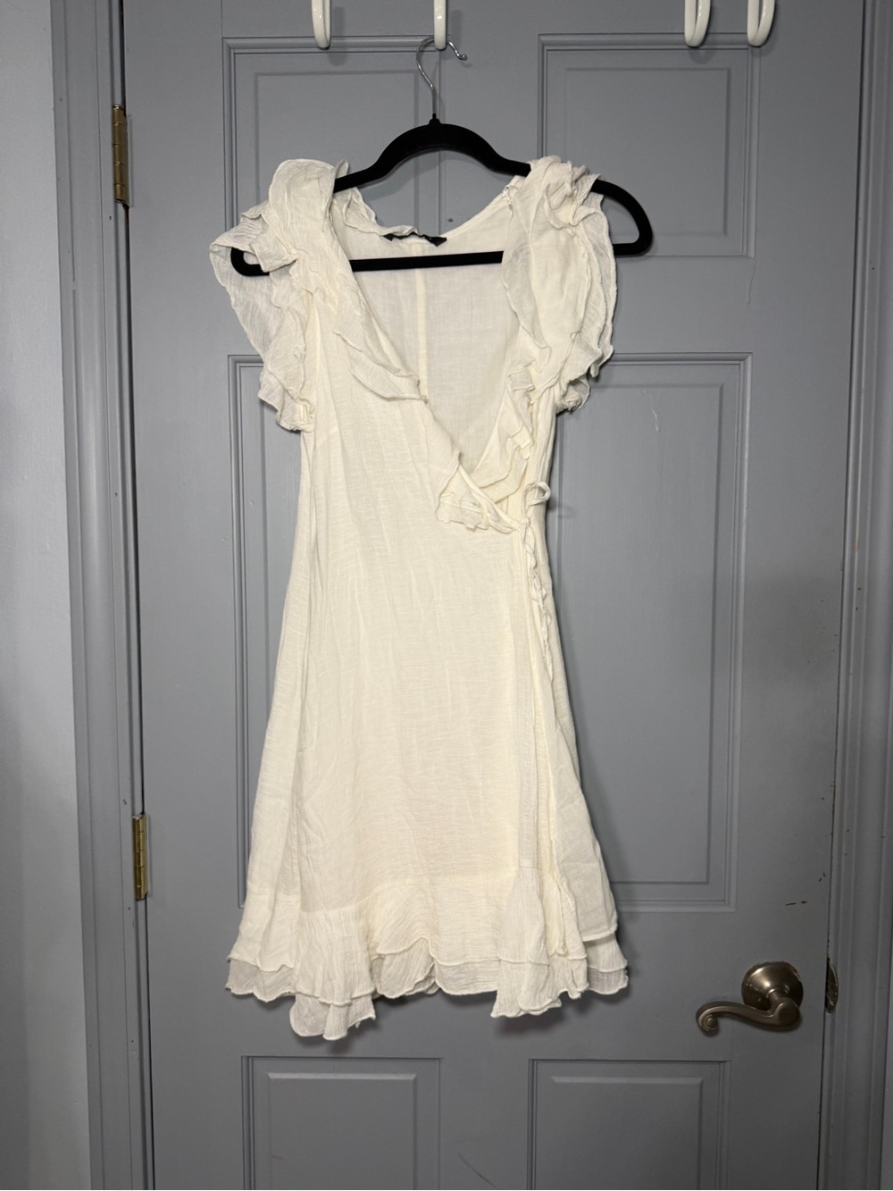 Zara Cream Ruffle Wrap Mini Dress